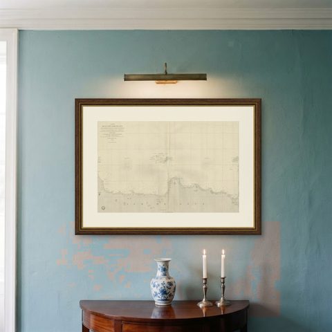 Early French Nautical Chart of the Northern Coast of of Java, Indonesia, C.1850, shown framed on a wall, true to size