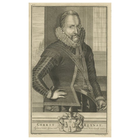 VOC Governor Gerrit Reynst: A Dutch Master of Colonial Trade, 1724 Engraving