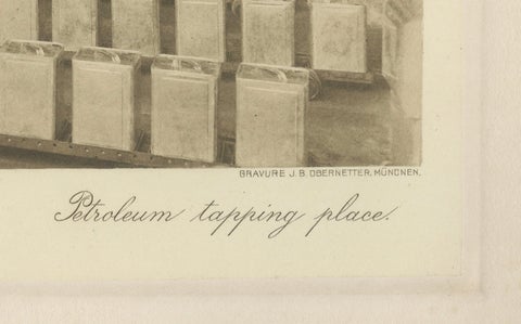 Petroleum Tin Factory & Filling Operations, Photogravure, Sumatra ca.1900, close-up 1