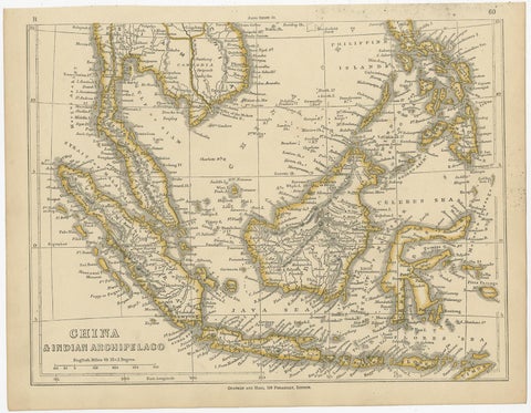 Antique Map of China and the East Indies by Lowry, 1852, view 3