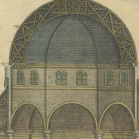Old Antque Pirint of the New Dutch Church of Batavia 'Jakarta, Indonesia', 1744, close-up 3