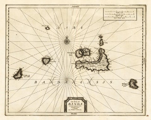 Antique Map of the Islands of Banda, Indonesia from a Very Rare Edition, 1725, view 3