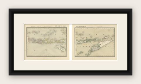 Antique Two-Sheet Map of the Lesser Sunda Islands, Dutch East Indies, 1884, shown framed