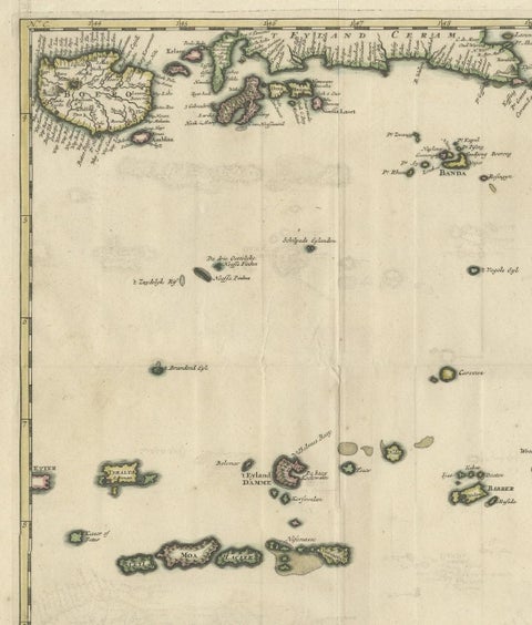 Old Antique Map of the Banda Islands (Southeast), Indonesia & Northern Australia, close-up 3