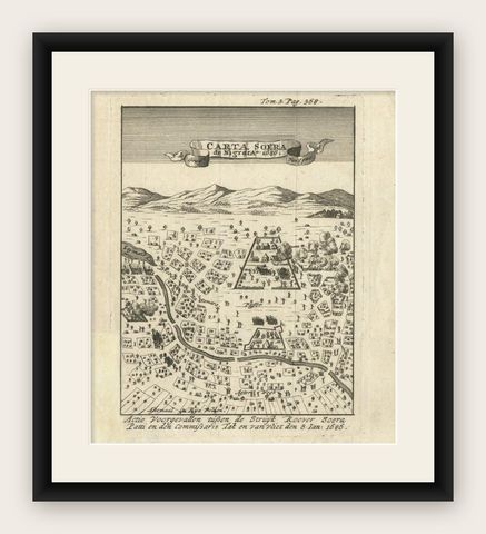 Antique Map of Carta Soura, Headquarter of the Javanese Nobility, 1706, shown framed