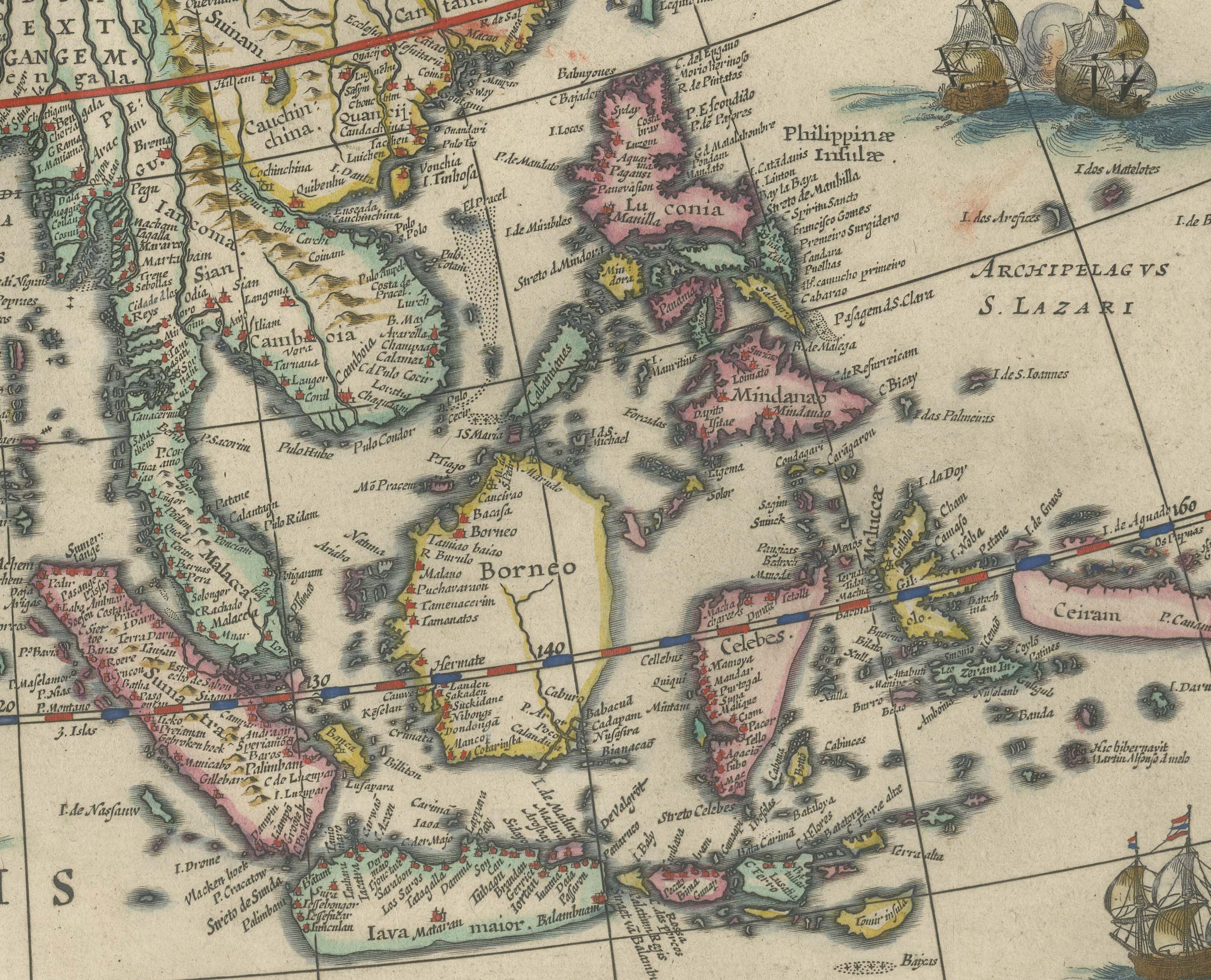 Antique Blaeu Map of Asia, Arabia Felix and the East Indies, 1642, view 8