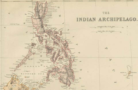 1882 Antique Map of Indian Archipelago, Southeast Asia, Blackie & Son, close-up 5