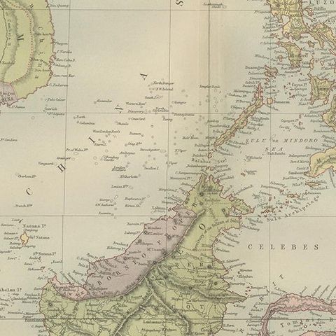 Antique Map of the East Indies by A & C. Black, 1870, close-up 2