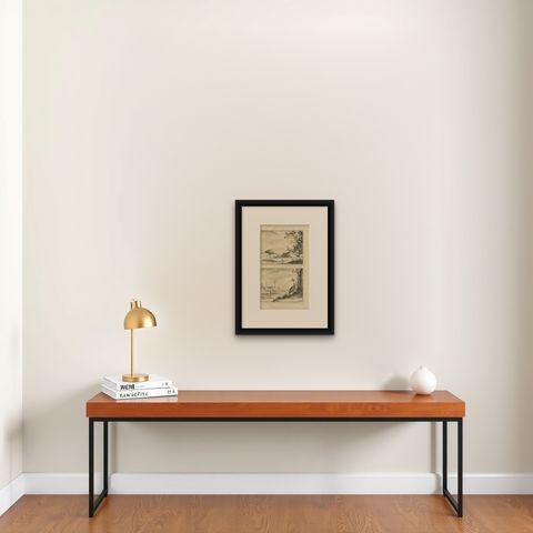 Antique Bird Print of Various Birds by Valentijn, 1726, shown framed on a wall, true to size