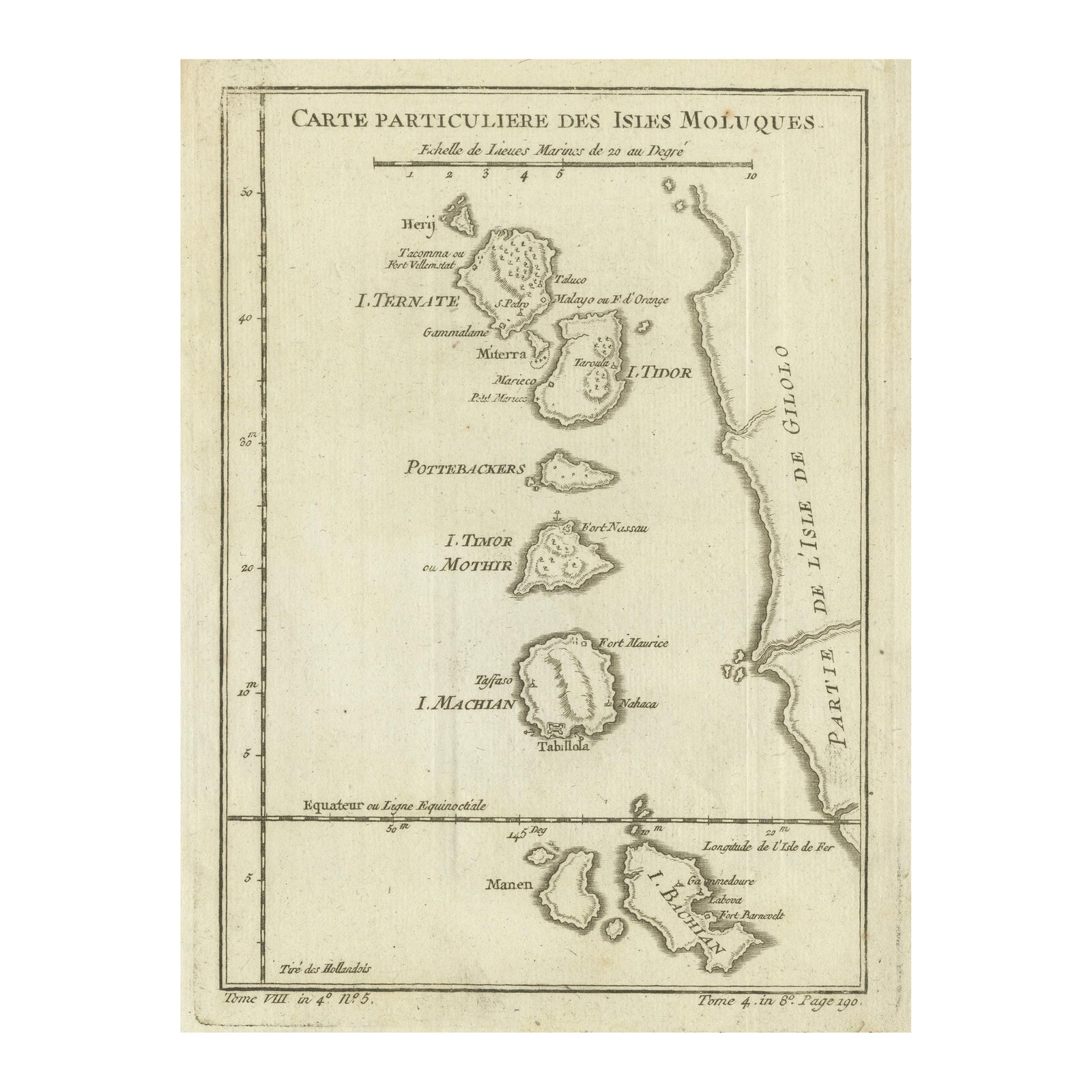 Antique Map of the Moluccas (Maluku Islands), Indonesia, Bellin, 18th Century