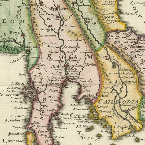 Antique Map of Indochina, the Malaysian Peninsula and Northern Sumatra, close-up 2