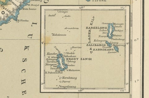 Antique Colonial Map of Celebes Sulawesi & Lesser Sunda Islands, 1884, close-up 5