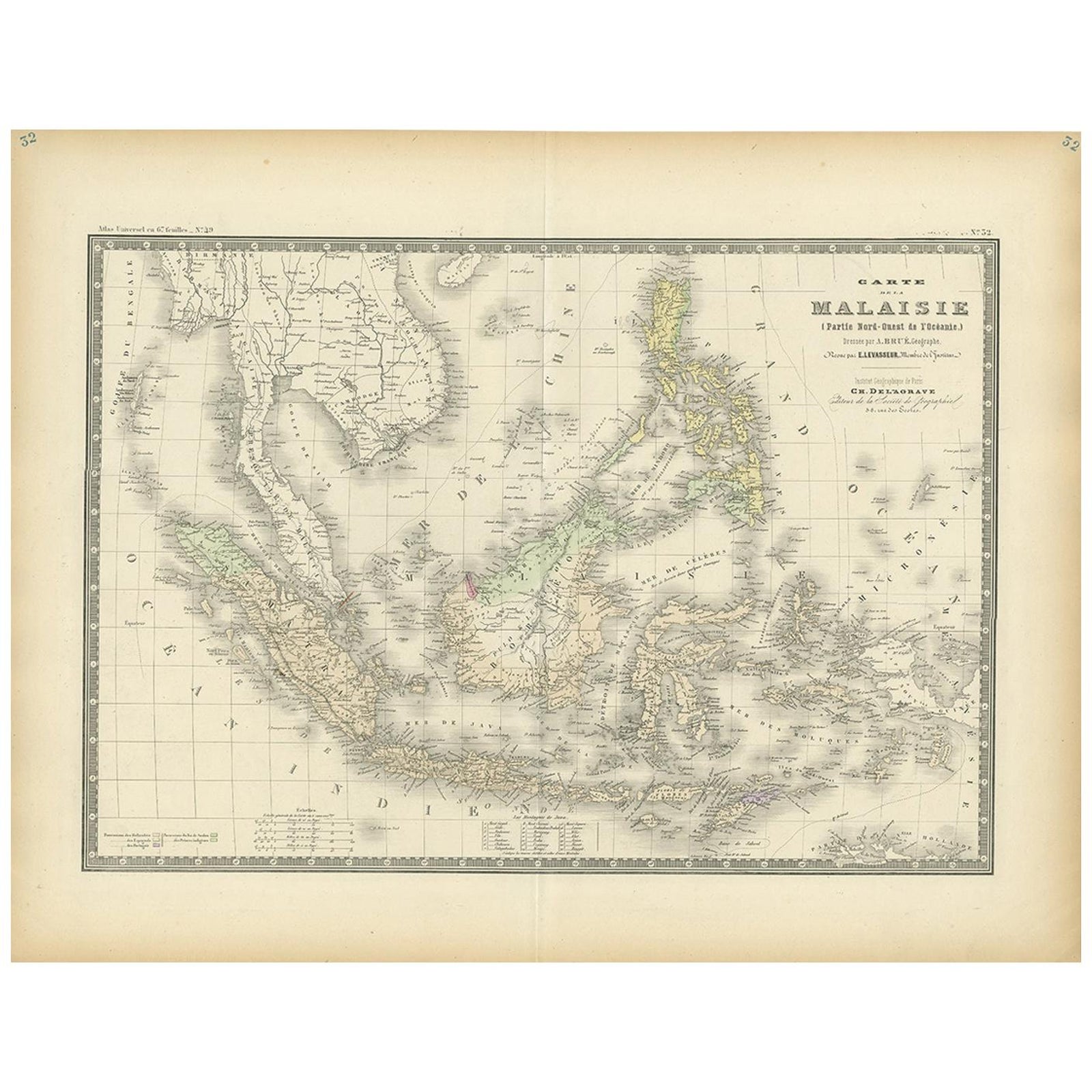 Antique Map of the East Indies by Levasseur, 1875