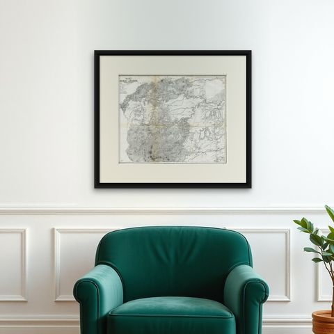Antique Map of the District of Boemi Agoeng by Stemler, c.1875, shown framed on a wall, true to size
