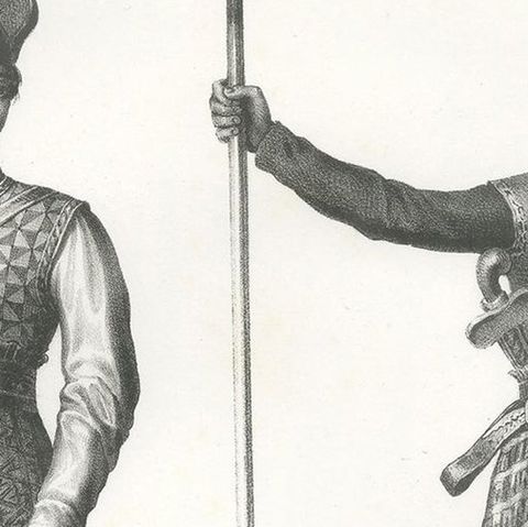 Antique Print of Inhabitants of Java (Indonesia) by Honegger (1845), close-up 1