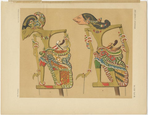 Set of 10 Antique Prints of Wayang Puppets by Juynboll, 1900, view 2
