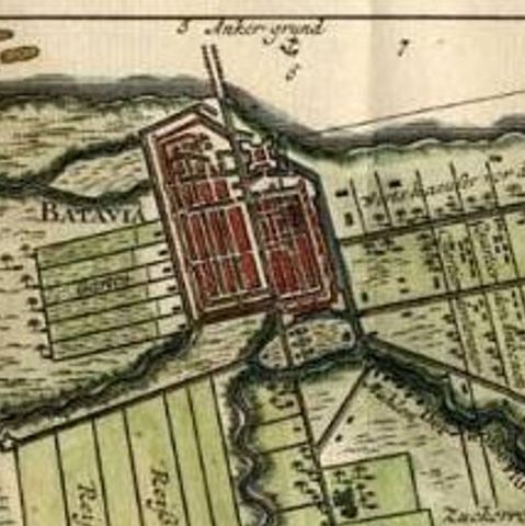 Antique Map of Batavia, Capital of The Dutch East Indies at the Time, 1751, close-up 2