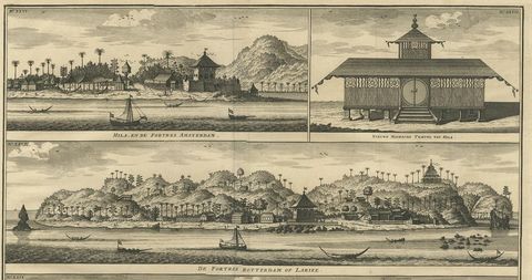 Antique Print of Hila and Fortresses by Valentijn '1726', view 3