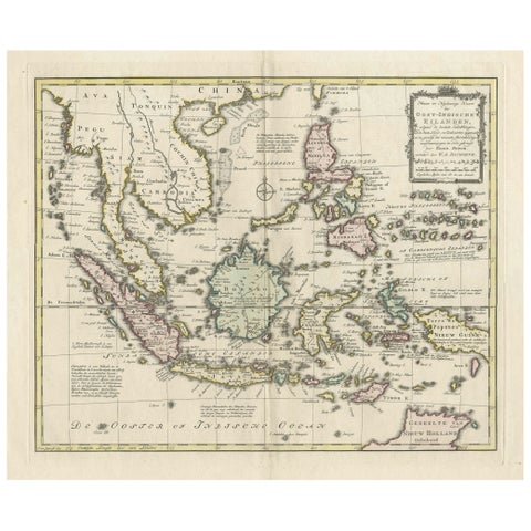 Rare Antique Map of the Dutch East Indies 'Indonesia', 1774