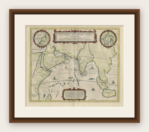 Old Map of Ancient Times covering Egypt Towards Arabia and India to Java, c.1660, shown framed