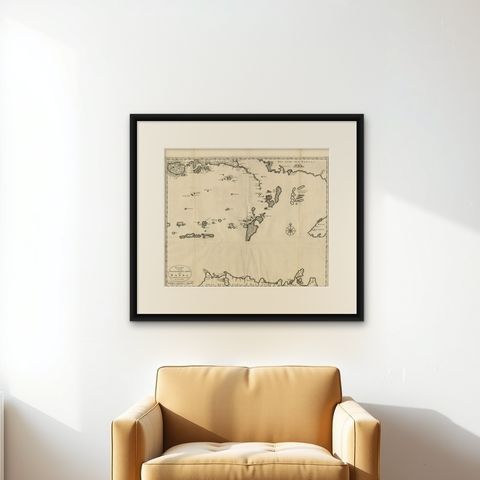 Original Antique Map Southeast of the Banda or Spice Islands, Indonesia, 1726, shown framed on a wall, true to size
