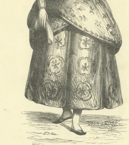 Javanese Lady of the Upper Class, Antique Wahlen Costume Print, 1843-1844, close-up 2