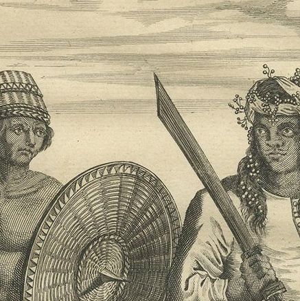 Antique Print of a Buginese and Ambonese Man by Valentijn, 1726, close-up 1