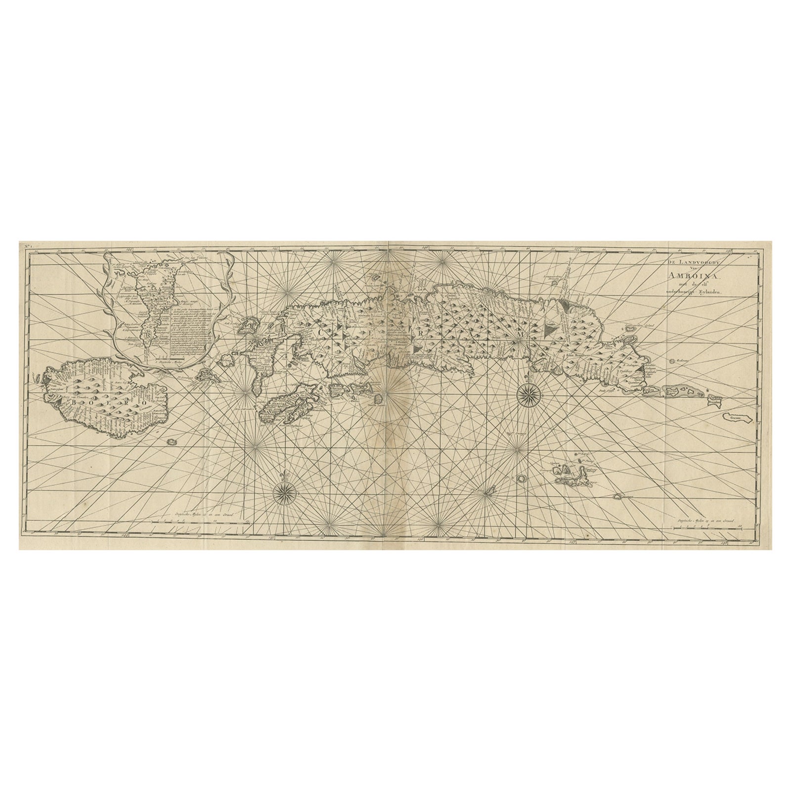 Antique Map of the Moluccas or the Famed Spice Islands of Indonesia, 1724