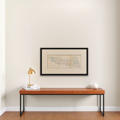 Old Map of Java, Indonesia by Stemler, 1875, shown framed on a wall, true to size