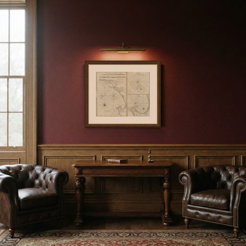 Early Chart Identifying British Spice Trading Colony of Bencoolen, Sumatra, 1797, shown framed in a room, true to size