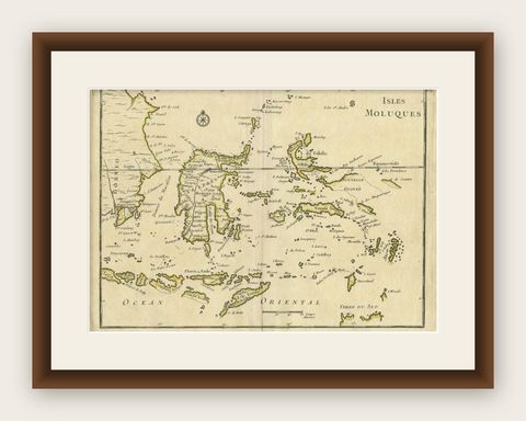 Antique Map of the Maluku Islands by Le Rouge, c.1750, shown framed