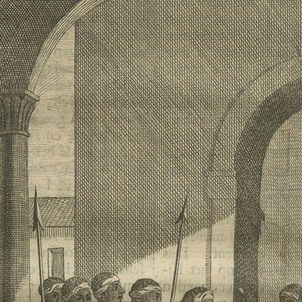 Antique Print of the Attack on the King of Jakarta by Valentijn, 1726, close-up 1