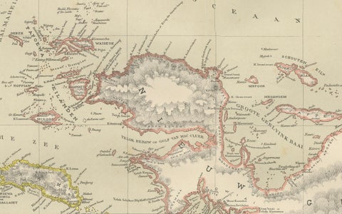 Antique Colonial Dutch Map of the Moluccas & New Guinea by Dornseiffen, 1884, close-up 6