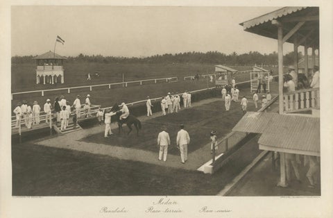 Medan Race-Course, Colonial Era Horse Racing Scene, Antique Photogravure c.1900, close-up 6