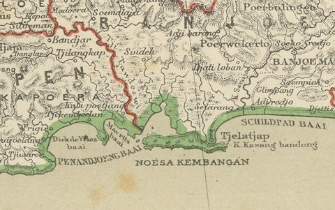 Old Map of Java, Madura & Bali, Dutch East Indies Colonial Cartography, 1884, close-up 5