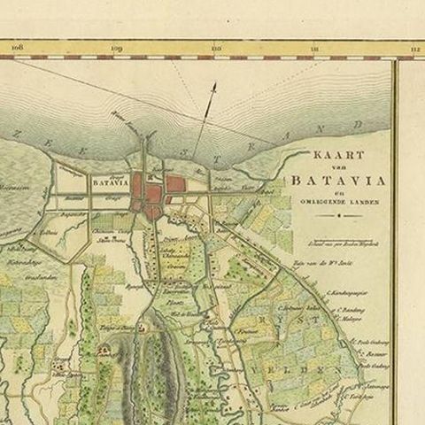 Antique Map of Java and Batavia of nowadays Indonesia, '1818', close-up 1