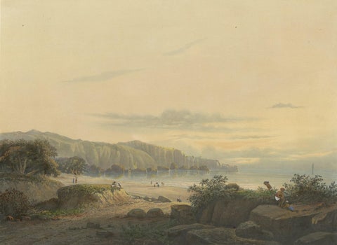 Original Antique Chromolithograh of Srigonjo Bay, the South Coast of Java, 1872, close-up 3