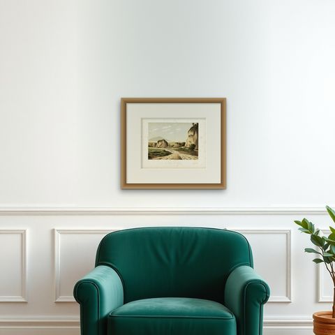 Antique Print of Ngarai Sianok in the the Dutch East Indies, Now Indonesia, 1888, shown framed on a wall, true to size