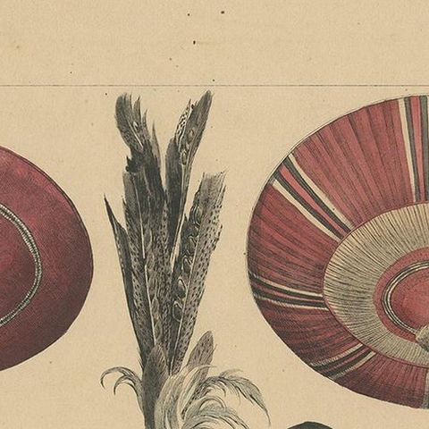 Antique Print with Tools from Borneo 'Indonesia' by Temminck, circa 1840, close-up 1