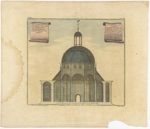 Old Antque Pirint of the New Dutch Church of Batavia 'Jakarta, Indonesia', 1744, view 2
