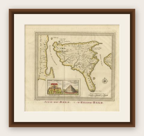 Anbtique Map of the Island of Bali by Van Schley '1755', shown framed