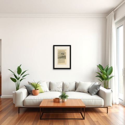 Antique Print of Chinese Natives by Valentijn, 1726, shown framed in a room, true to size