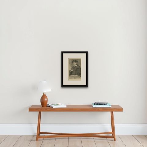 Antique Portrait of Carel Ryniersz, Governor-General of the Dutch East Indies, shown framed on a wall, true to size