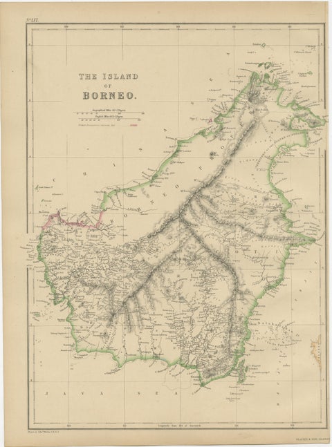 Antique Map of the Island of Borneo by W. G. Blackie, 1859, view 4