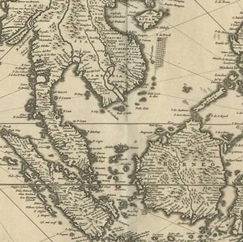 Antique Map of Southeast Asia 'India, Indonesia' by N. Visscher, circa 1670, close-up 2