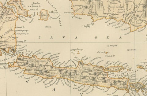 1882 Antique Map of Indian Archipelago, Southeast Asia, Blackie & Son, close-up 3