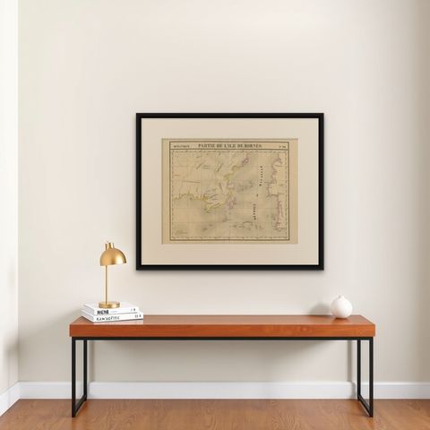 Antique Map of Southeast Borneo by P.M.G. Vandermaelen, 1827, shown framed on a wall, true to size