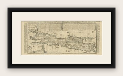 Antique Map of Java by Henri Chatelain, Decorative Print, 1718, France, shown framed