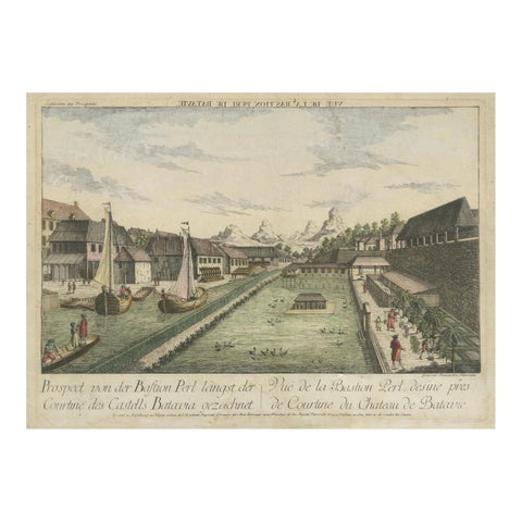 Batavia Bastion Perl, Antique Optical Print of Indonesia, c.1770