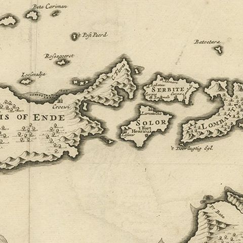Antique Map of the Banda Islands in Indonesia by Valentijn, 1726, close-up 2